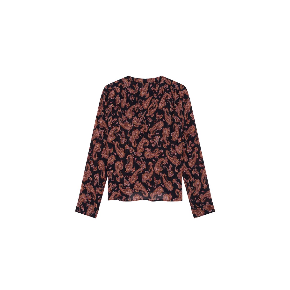 Chemise droite satinée col v CLOVE multicolore, CAROLL