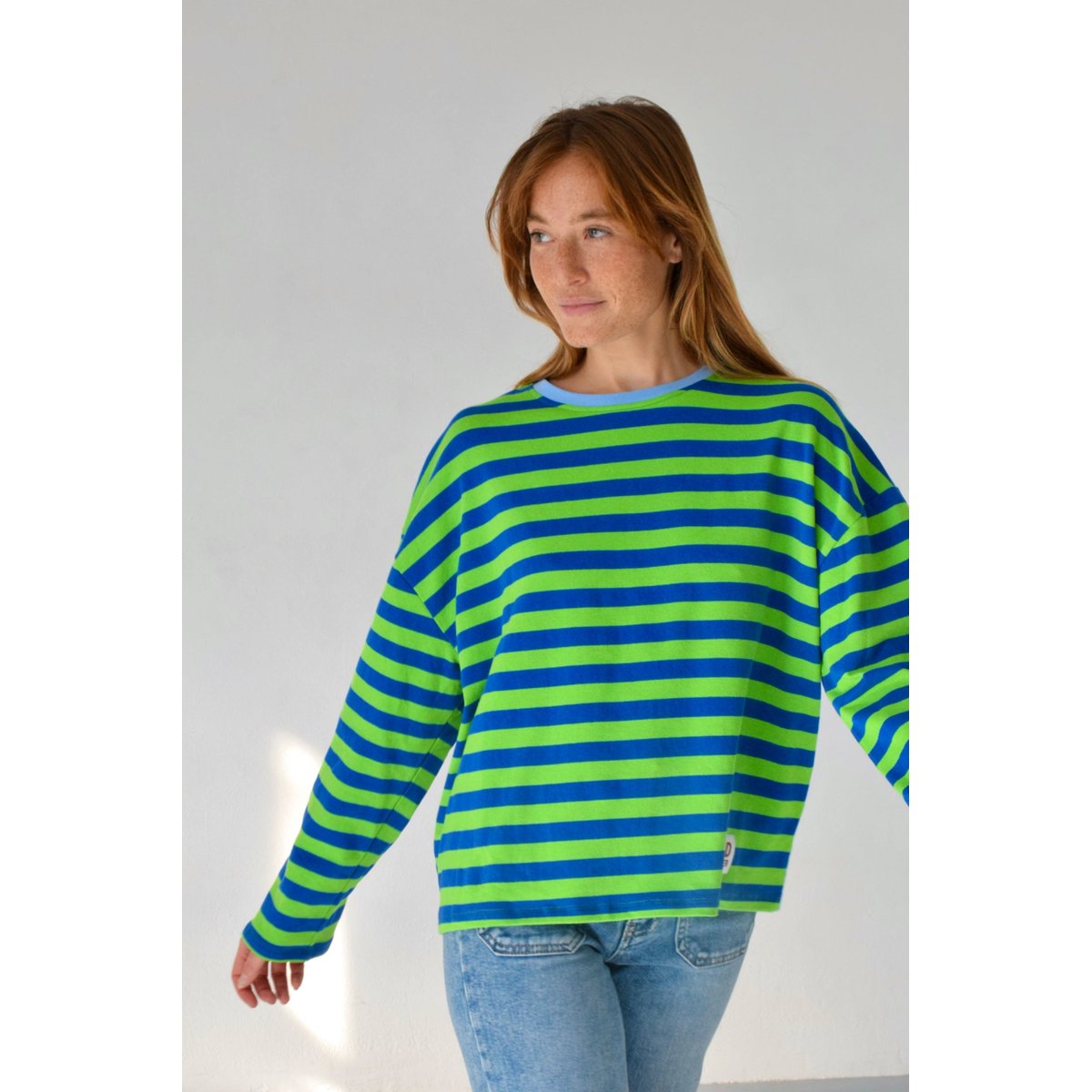 T-shirt rayé manches longues NÚRIA vert / bleu marine, MINDTRAVELER