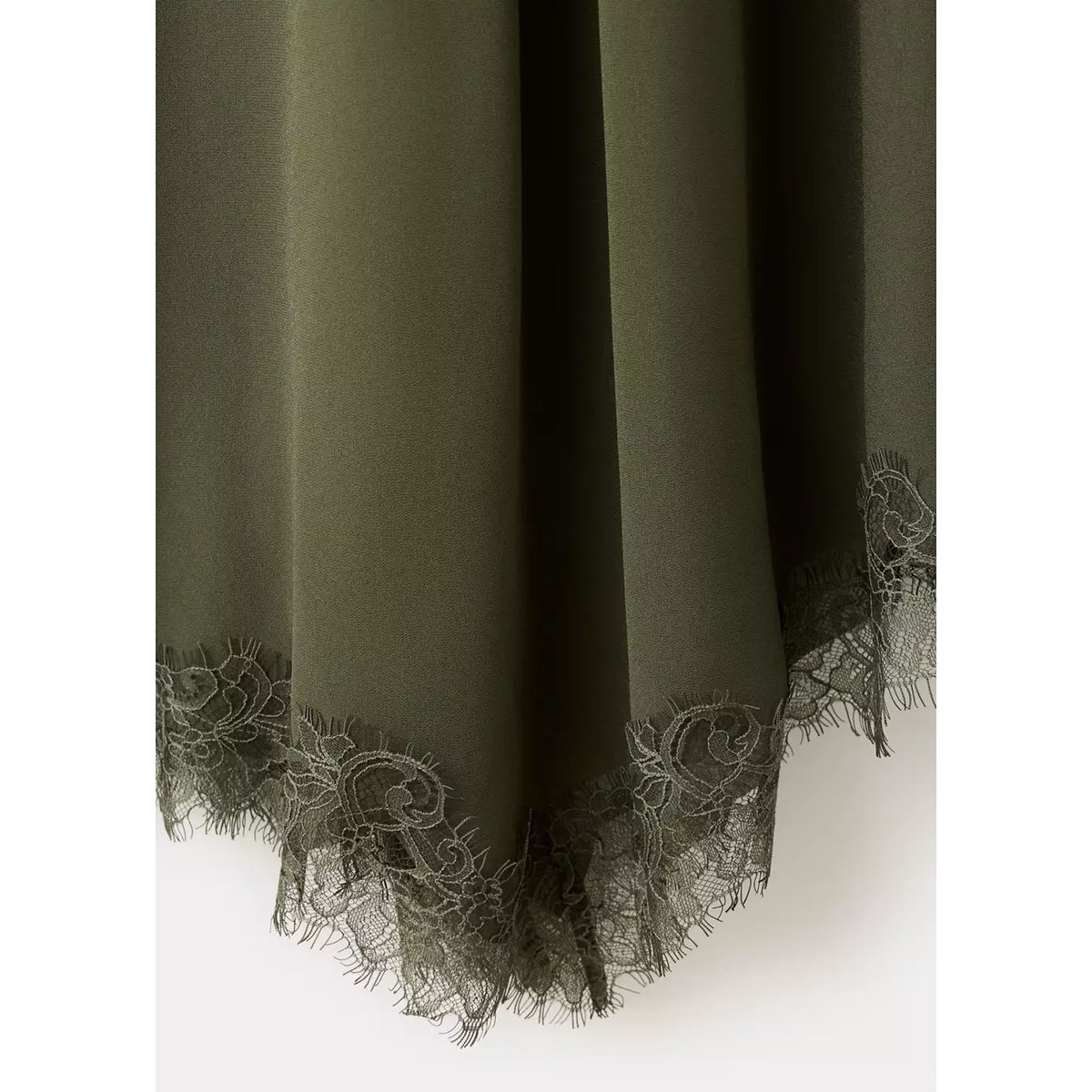 Robe à double ceinture en dentelle moutarde, MANGO