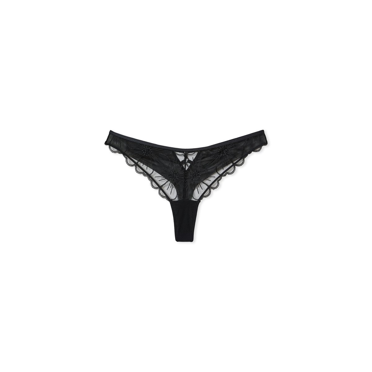 Tanga avec broderie DALHIA noir, ETAM