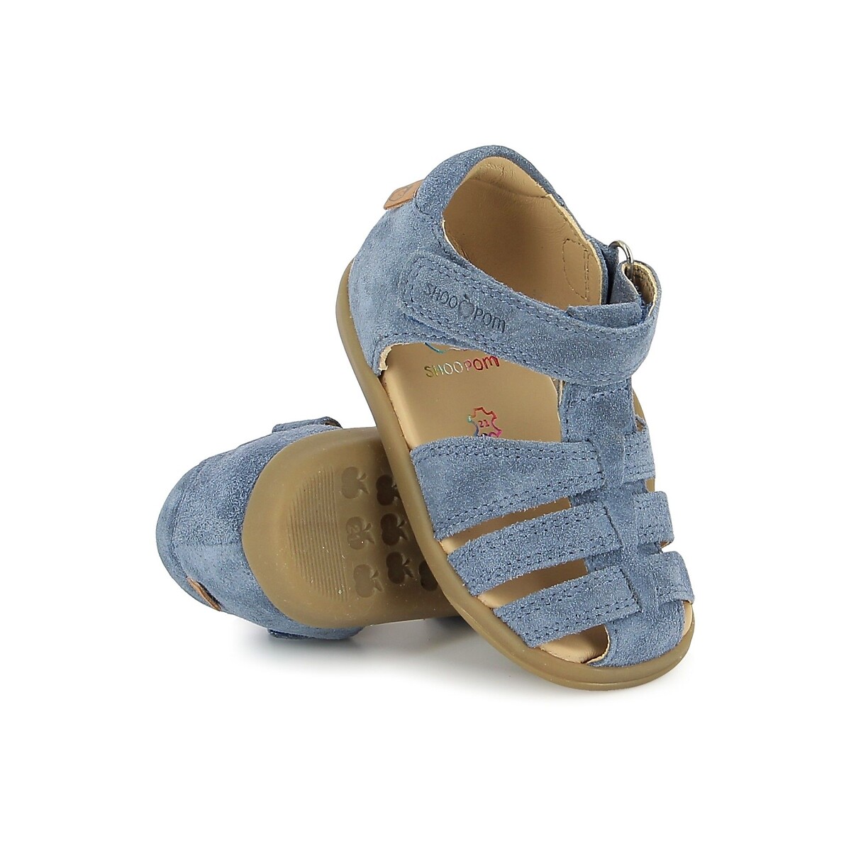 Sandali in pelle con chiusura in velcro PIKA TONTON blu, SHOO POM