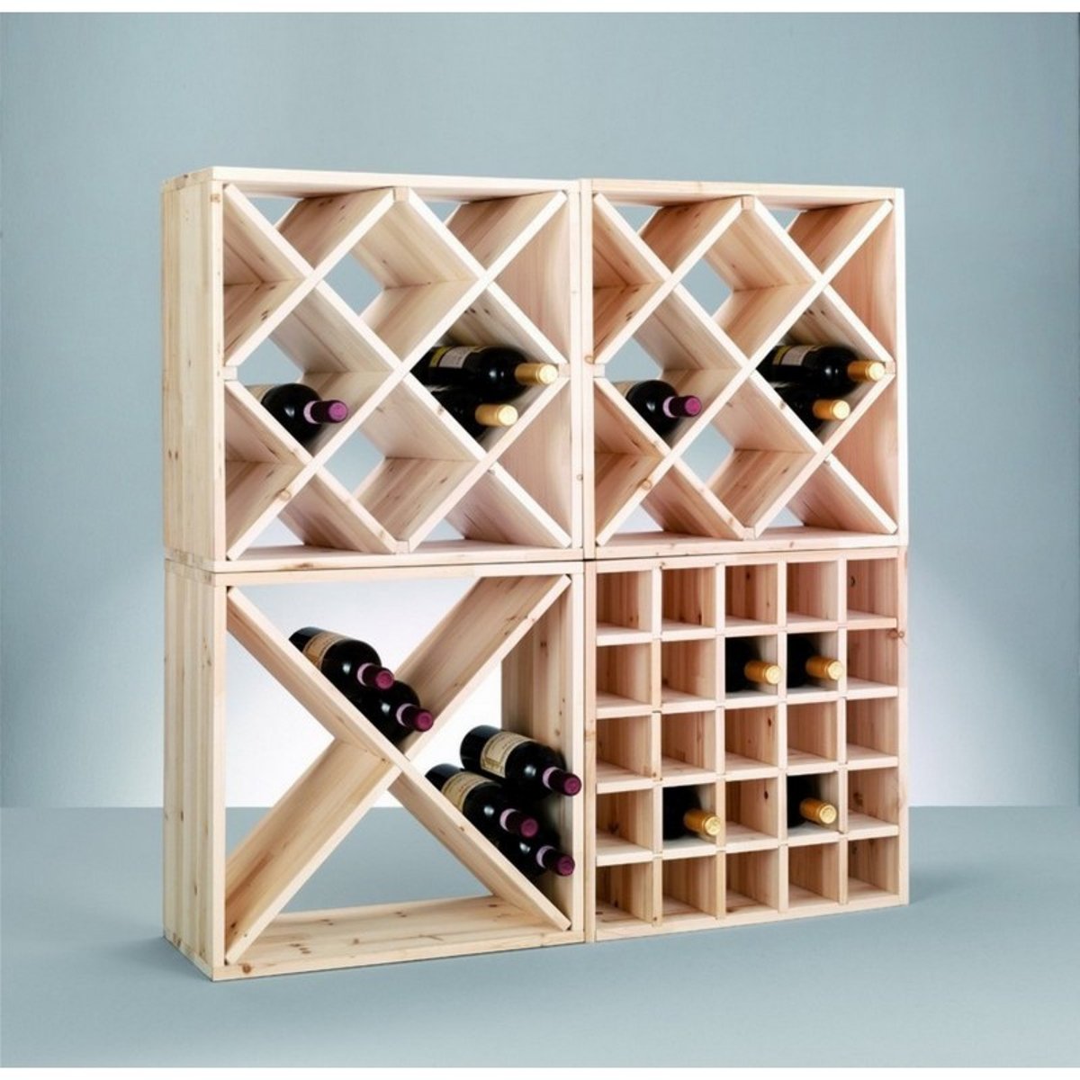 Casier à bouteilles de vin cube bois pin bois clair, ZELLER PRESENT
