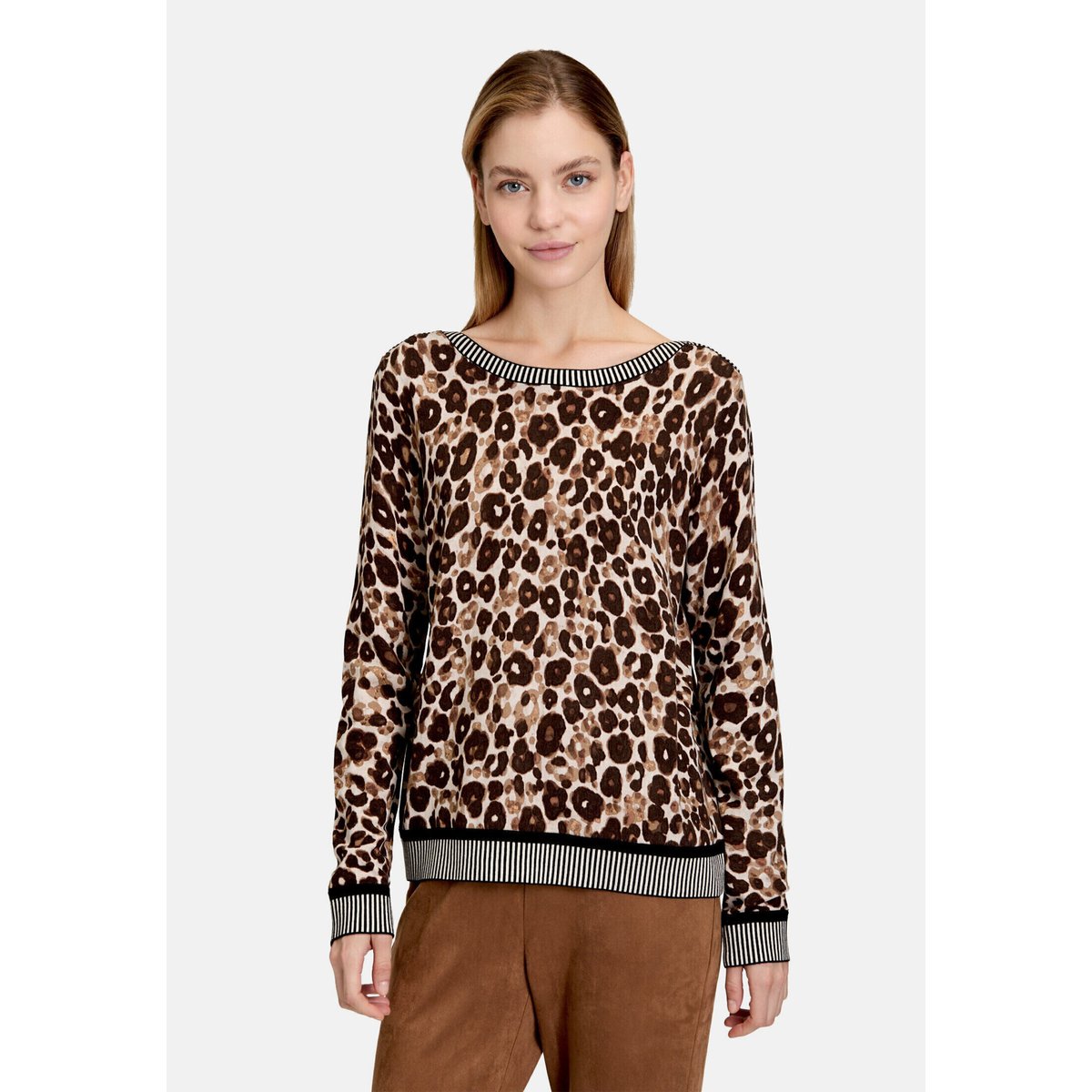 Pull-over en maille à imprimé animalier taupe/beige, BETTY BARCLAY
