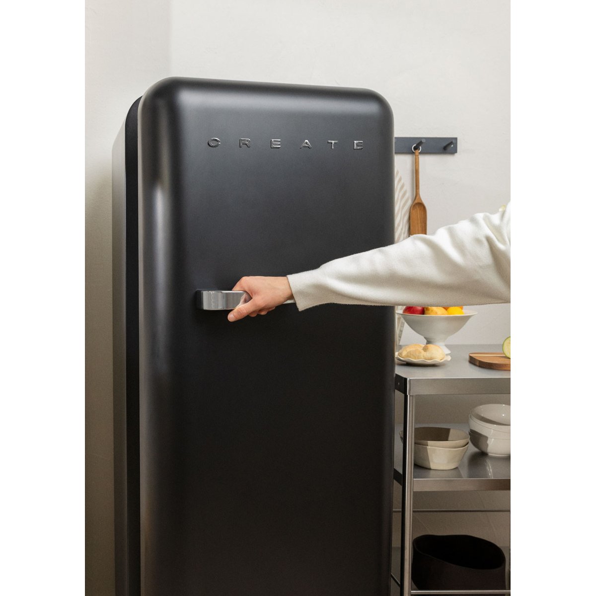 Réfrigérateur rétro FRIDGE RETRO 281L noir/argent, CREATE