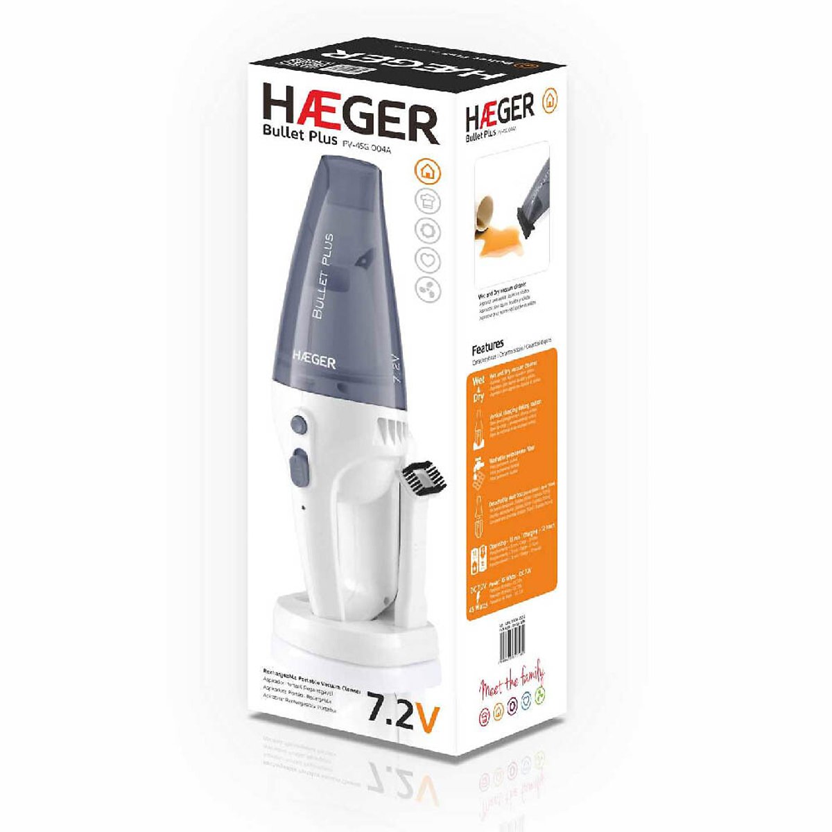 Aspirador de mão Bullet Plus, HAEGER branco/cinzento, HAEGER