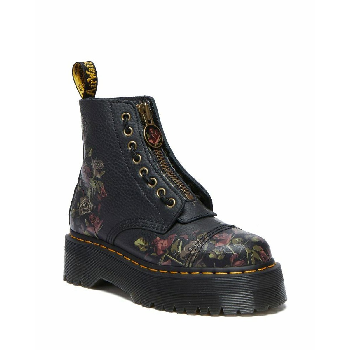 Boots plateformes Sinclair en cuir Thumbled Nappa noir, DR. MARTENS