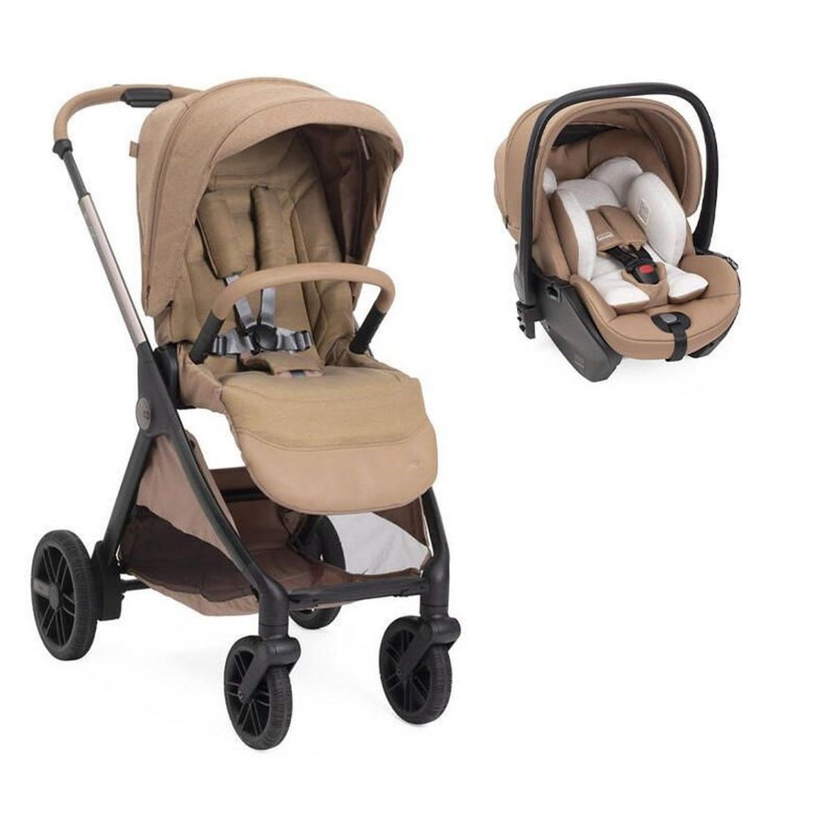Poussette duo Bellagio 2 + siège auto First Seat Recline i-Size marron, CHICCO