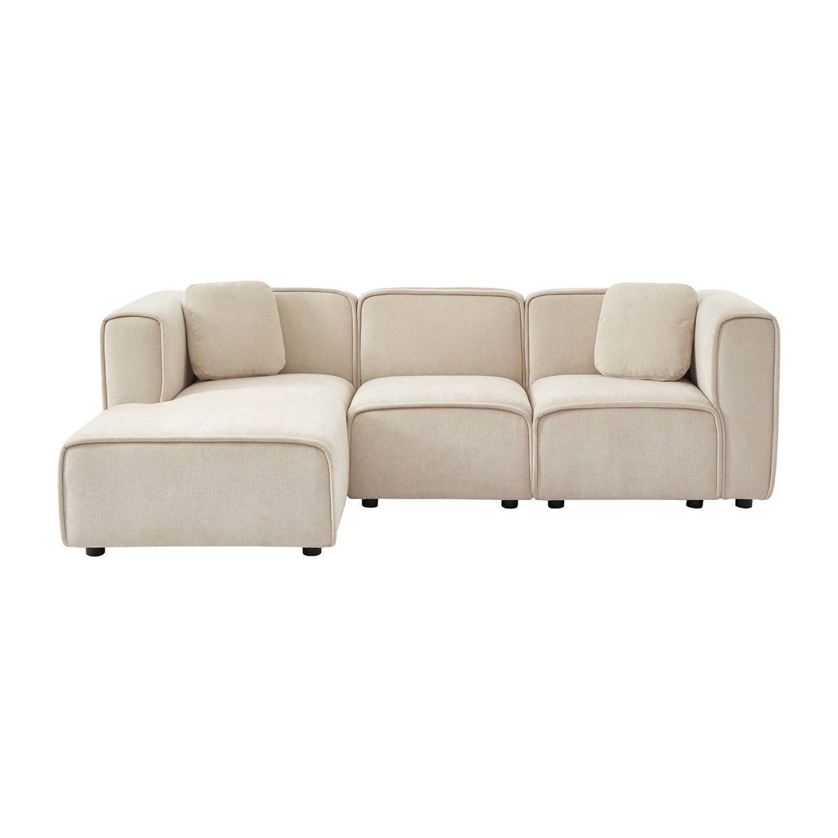 Canapé d'angle gauche 3 places tissu LESTER beige, SWEEEK