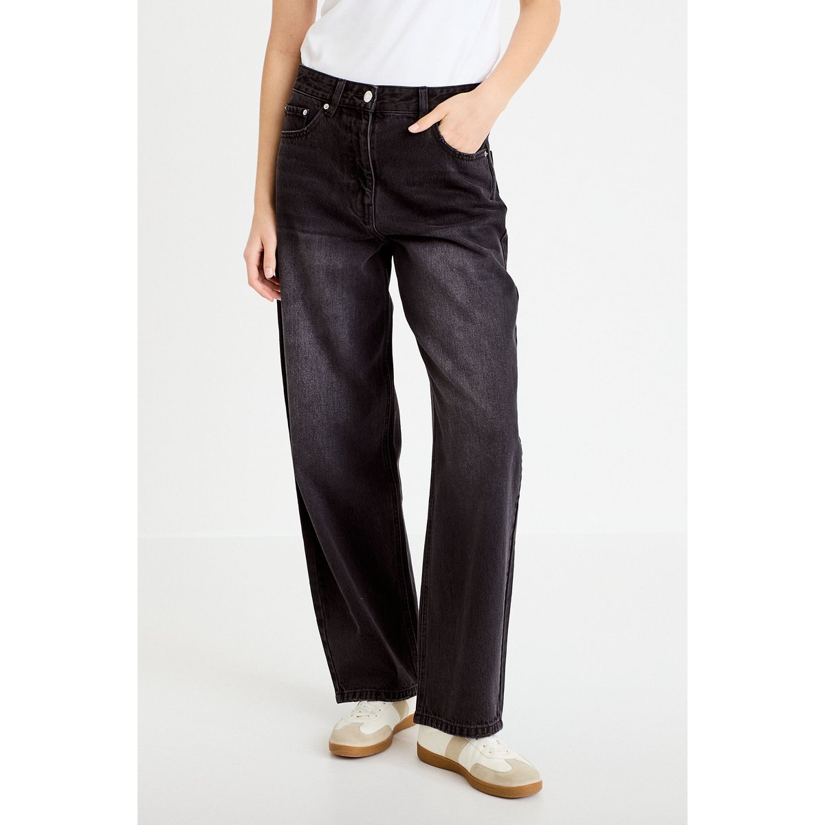 Jean barrel taille standard denim noir, CACHE CACHE