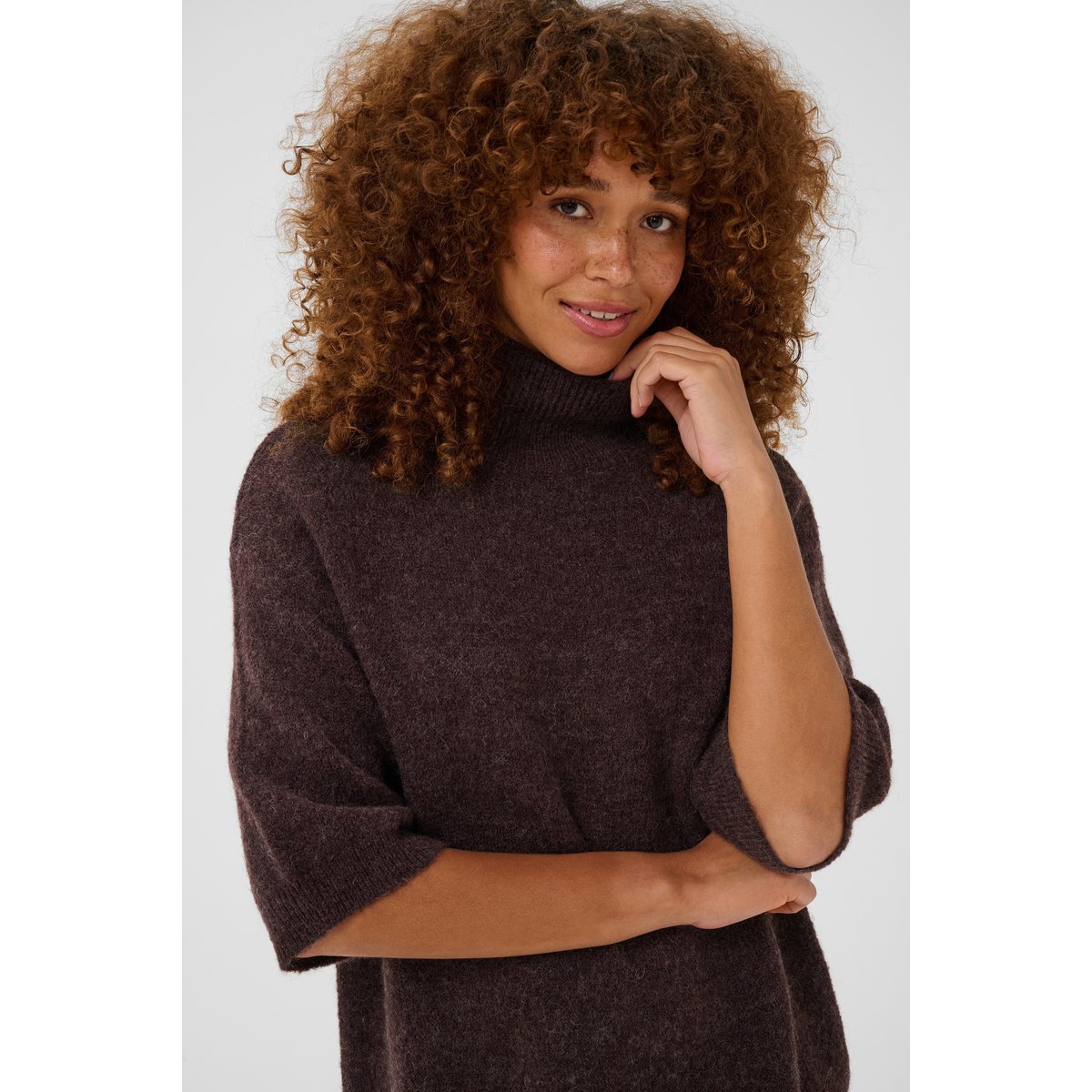 Pullover tricoté marron fudge melange, KAFFE