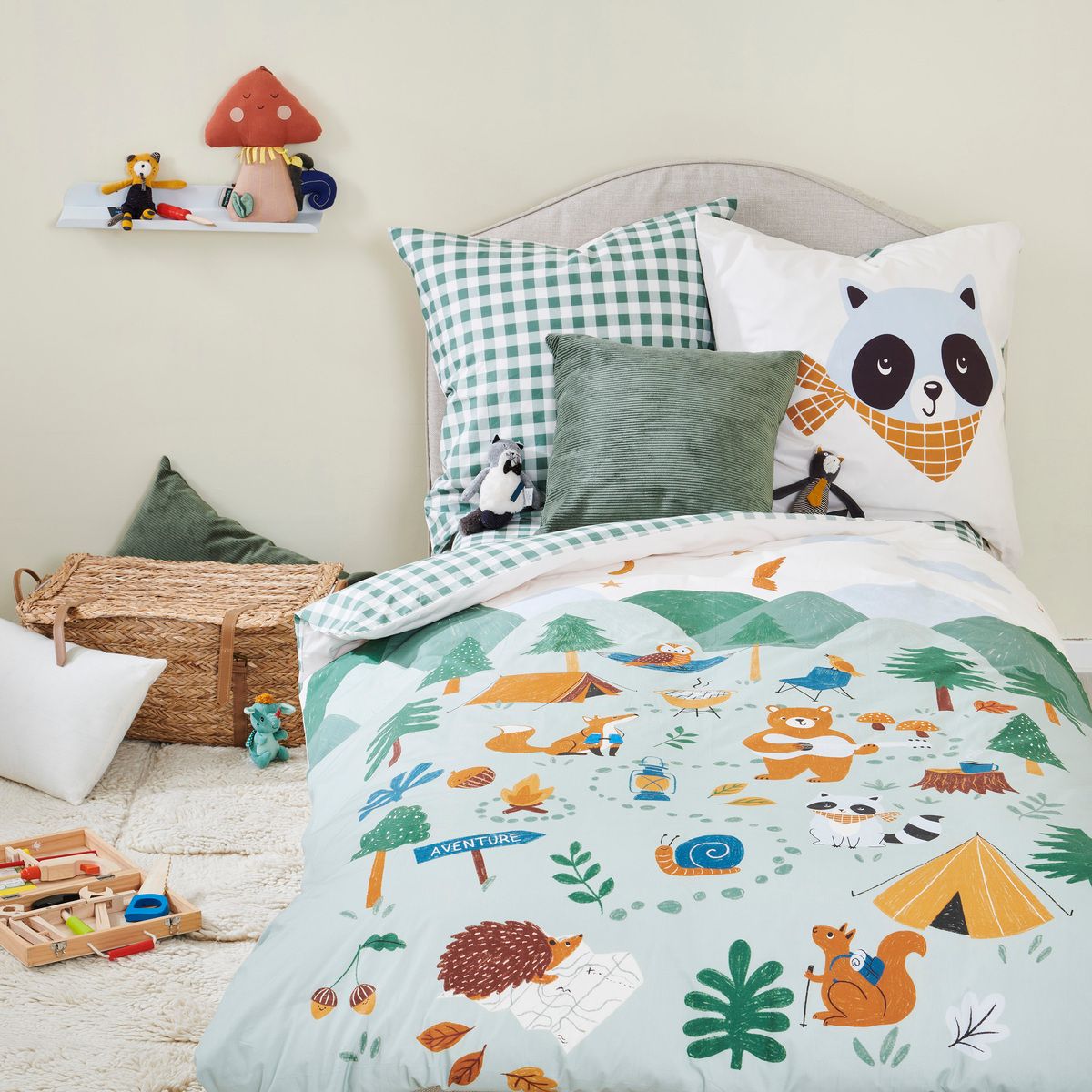 Taie d'oreiller Les Louveteaux - Percale de coton motifs, TRADITION DES VOSGES