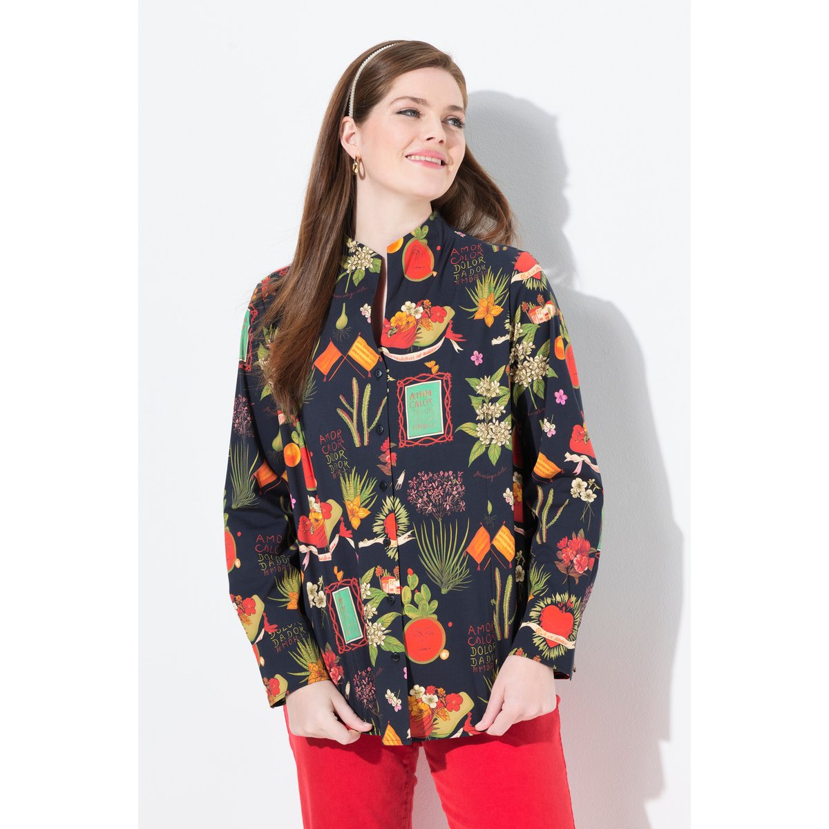 Chemisier motif champêtre noir, ULLA POPKEN