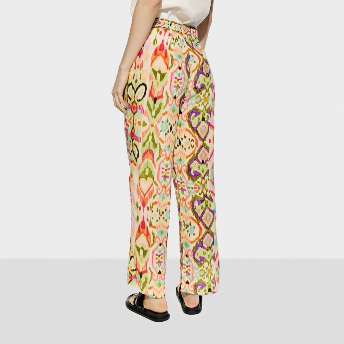 Pantalon fluide avec fermeture éclair dissimulée beige, LOLA CASADEMUNT