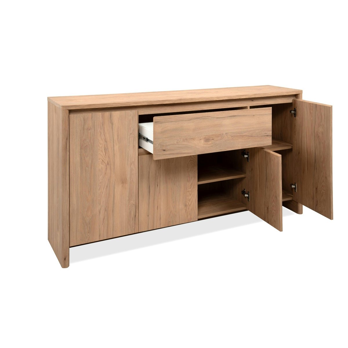 Buffet salle à manger effet bois 4 portes 1 tiroir ALVA bois naturel, PIER IMPORT