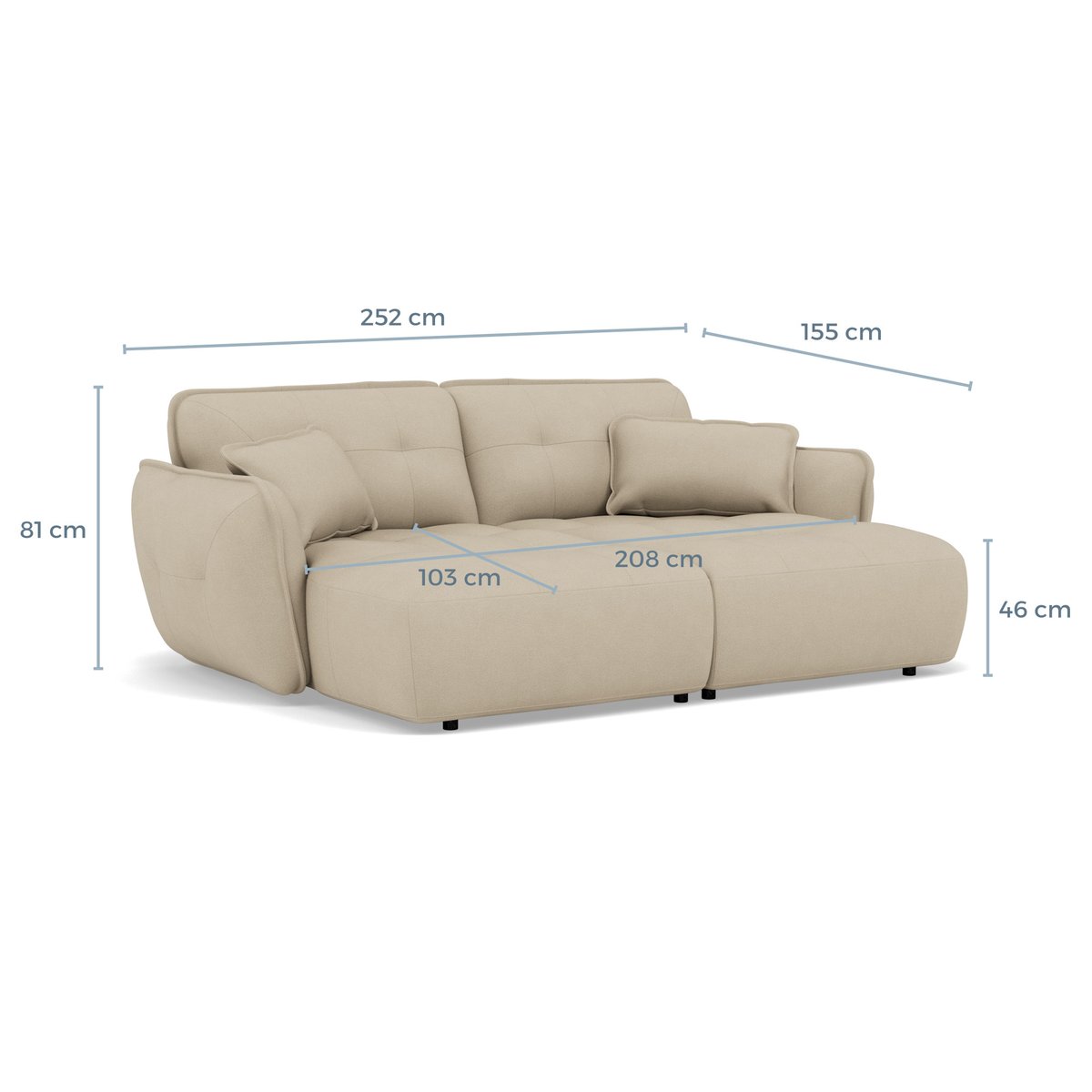 Canapé fixe 4 places - THAIS beige, BEST MOBILIER
