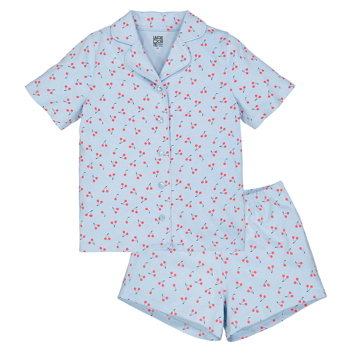 Pyjashort met kersenprint blauw, LA REDOUTE COLLECTIONS