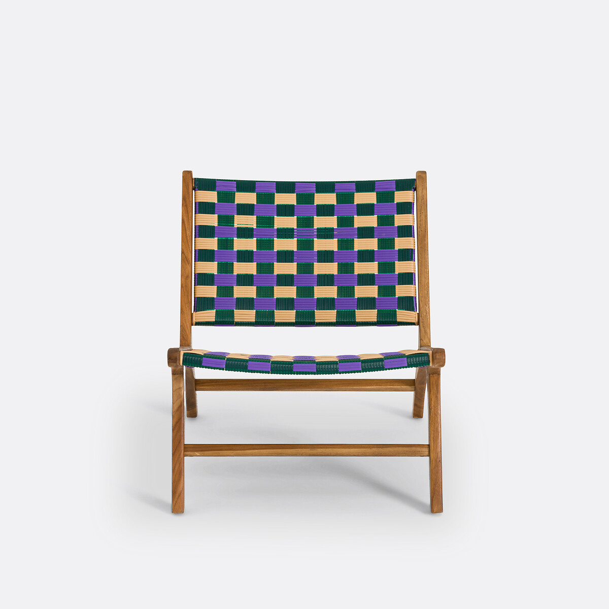 Fauteuil bas de jardin, BIANCA carreaux violet, LA REDOUTE INTERIEURS