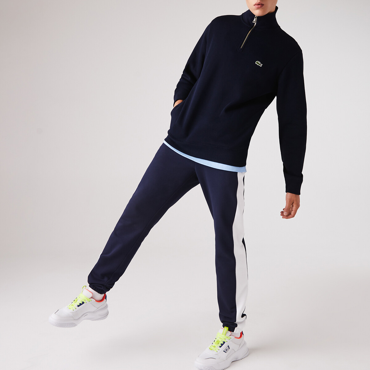 Sweat com fecho pequeno na gola, Lacoste Sport marinho, LACOSTE
