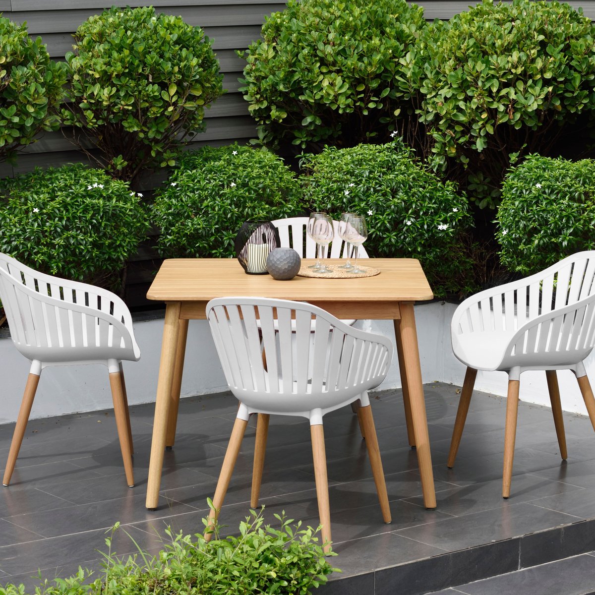 Table de jardin carrée 95cm eucalyptus Azur couleur unique, ZAGO