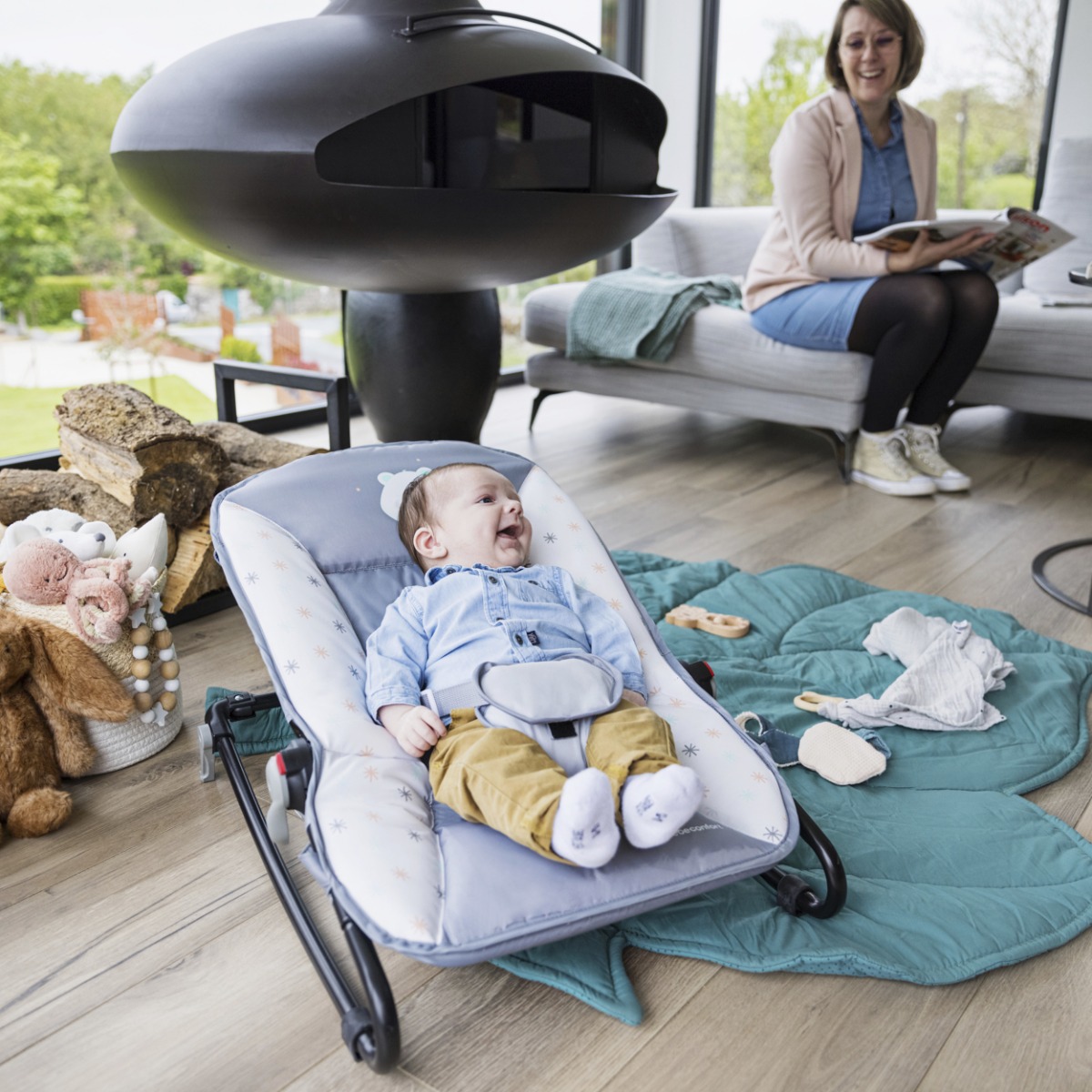 Transat bébé Starlight, fonction balancelle bleu, BEBECONFORT