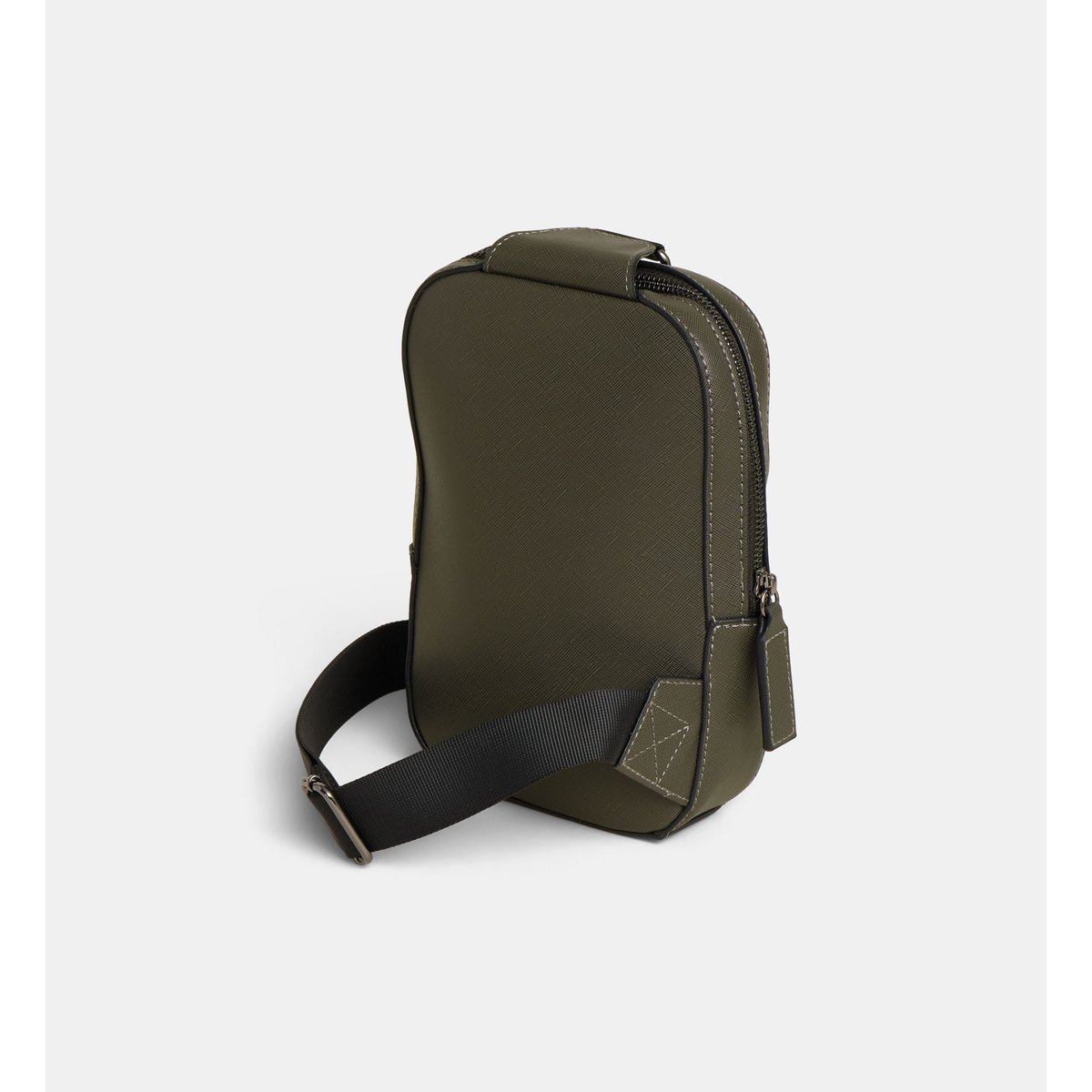 Sacoche crossbody victor effet saffiano gris, GALERIES LAFAYETTE