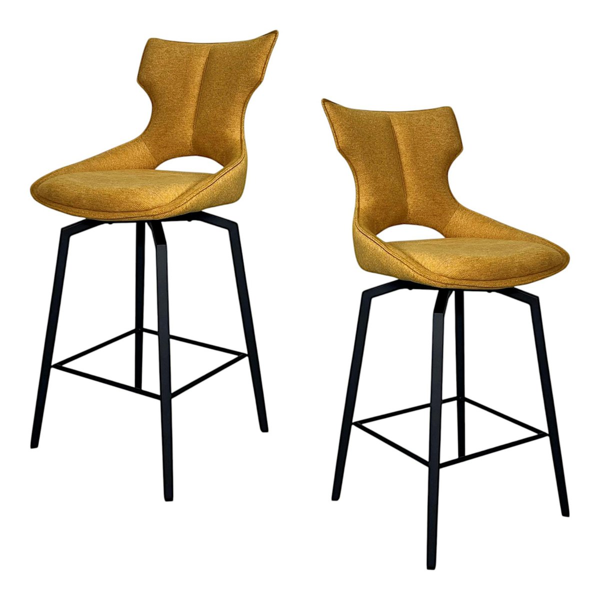 Chaise de bar pivotante en tissu (lot de 2) LOMBARDIE doré, PIER IMPORT
