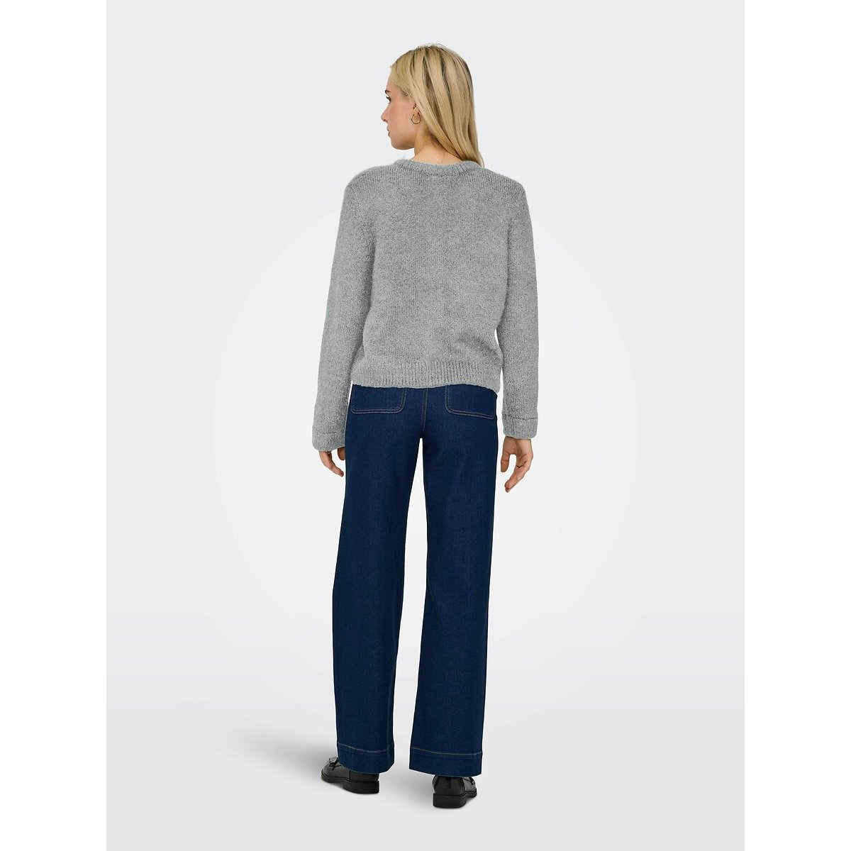 Gilet col rond boutonné gris clair, ONLY