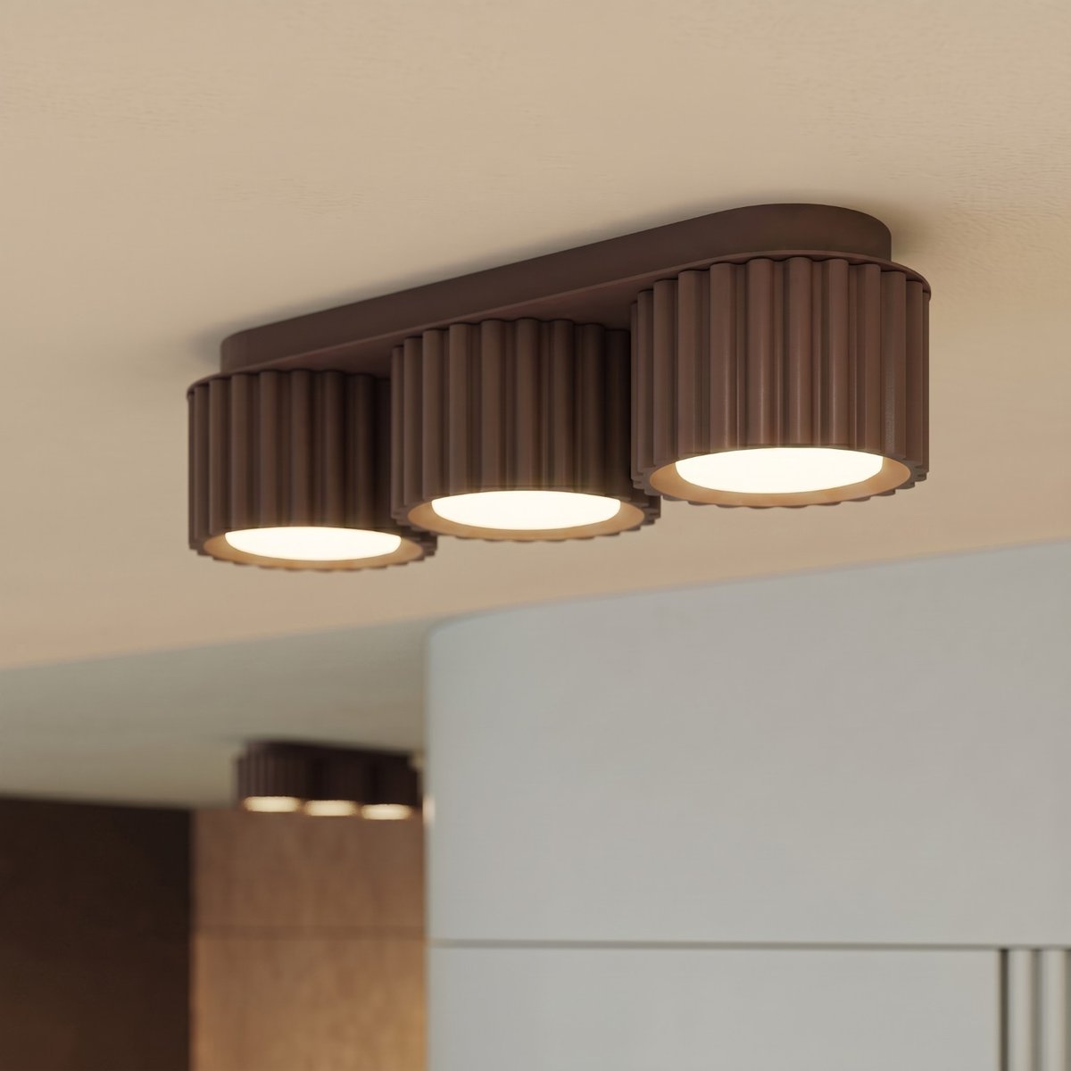 Plafonnier Aluminium Marron Gx53 3 AURA marron, EDEN