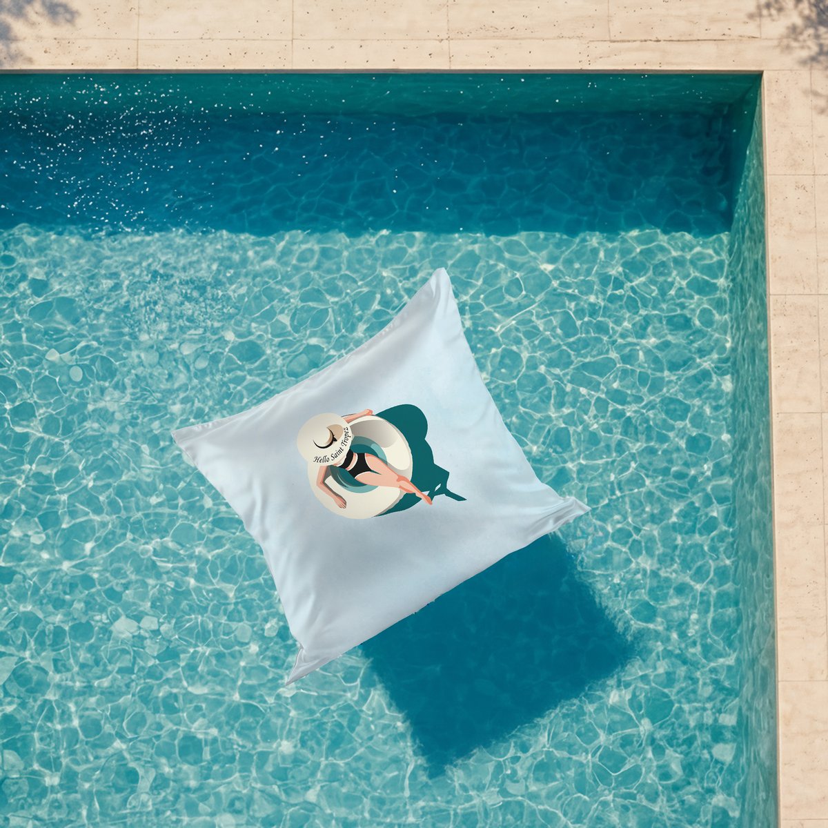 Pouf XL extérieur imperméable Hello Saint Tropez bleu, MX HOME