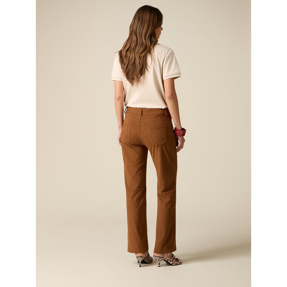 Pantalon évasé marron, OLTRE