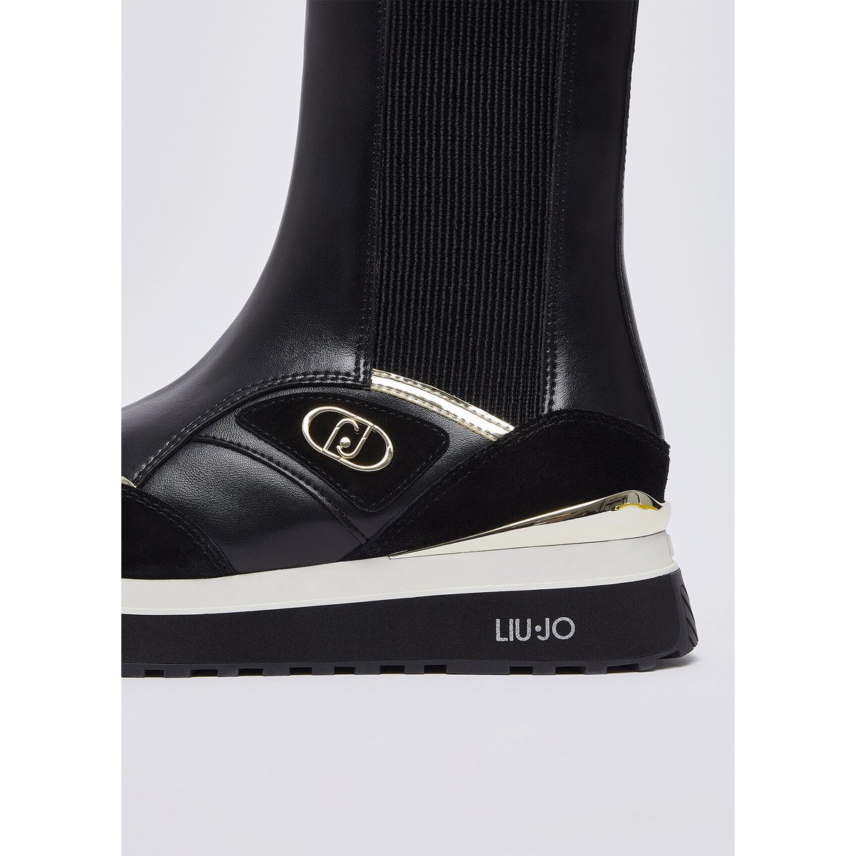 Sneakers boots en cuir noir, LIU JO