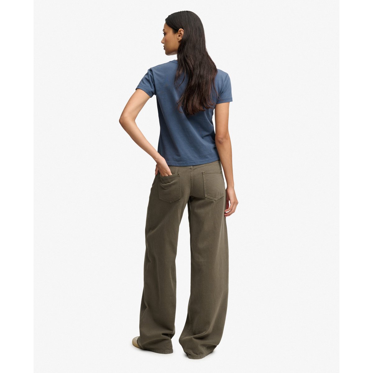 Pantalon Baggy Taille Moyenne kaki foncé, SUPERDRY