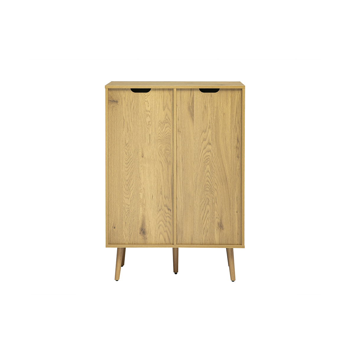 Buffet finition bois clair, cannage en rotin et métal noir 4 portes L80 cm MANILLE marron, MILIBOO