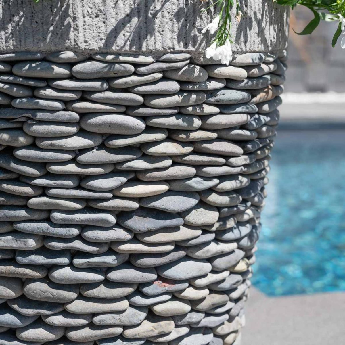Pot bac jardinière galet conique rond gris, WANDA COLLECTION