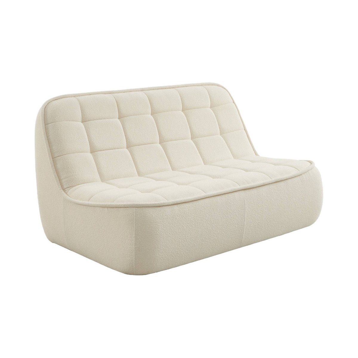 Canapé compressé modulable bouclette texturée 3 places avec repose pied BONI kaki, SWEEEK