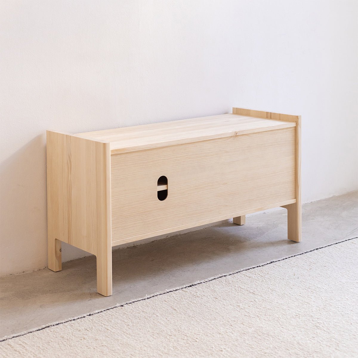 Meuble TV en pin massif non verni MENDIA PETIT bois clair, NAAN FURNITURE