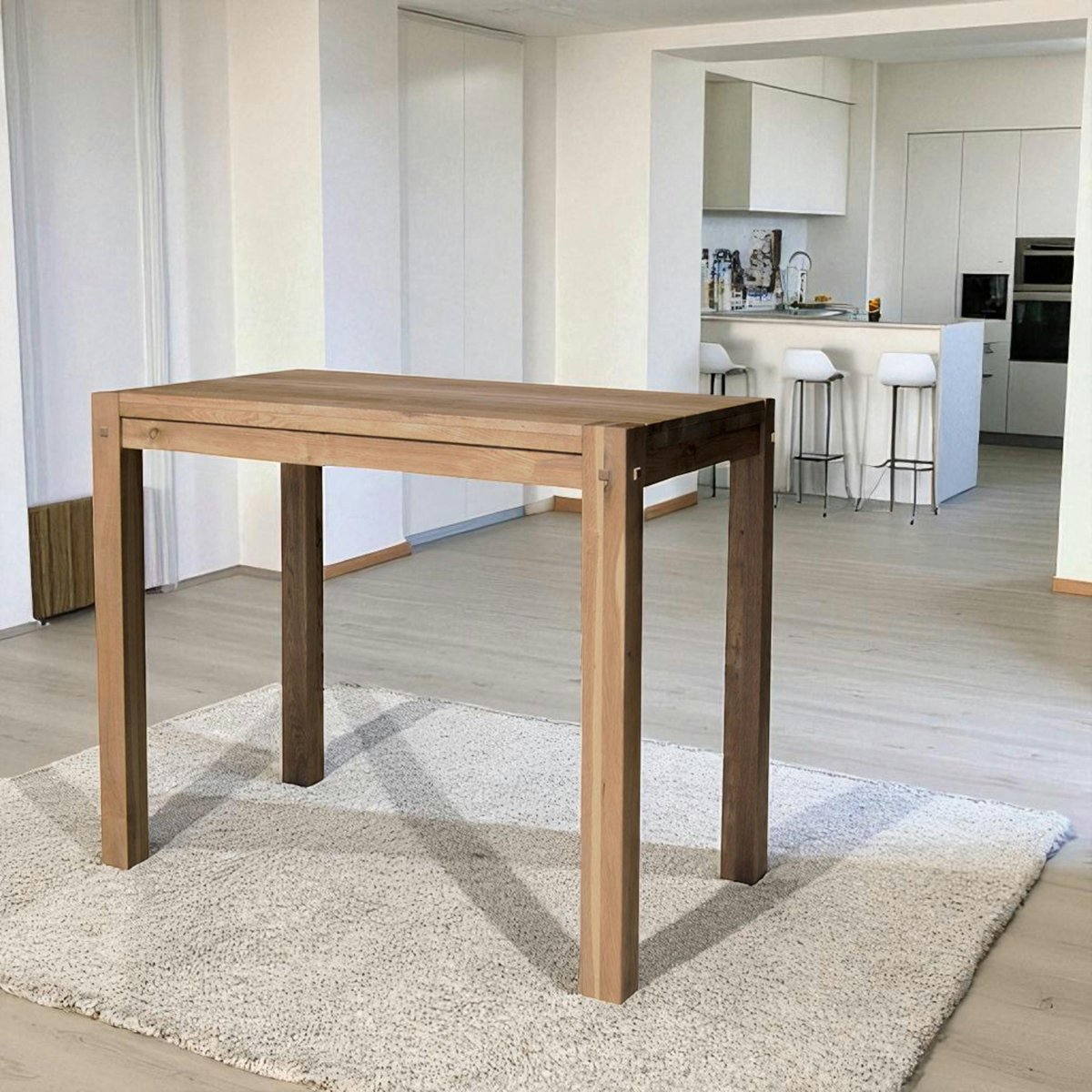 Table haute de cuisine en bois - plateau chêne 150 cm FJORD bois naturel, PIER IMPORT
