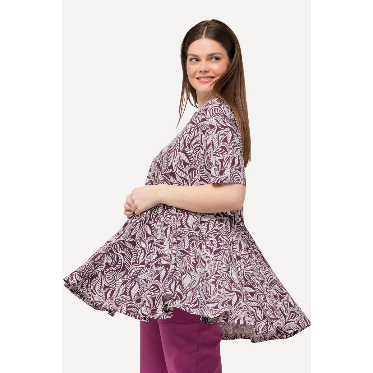 T-shirt long en coton bio baies de forêt, ULLA POPKEN