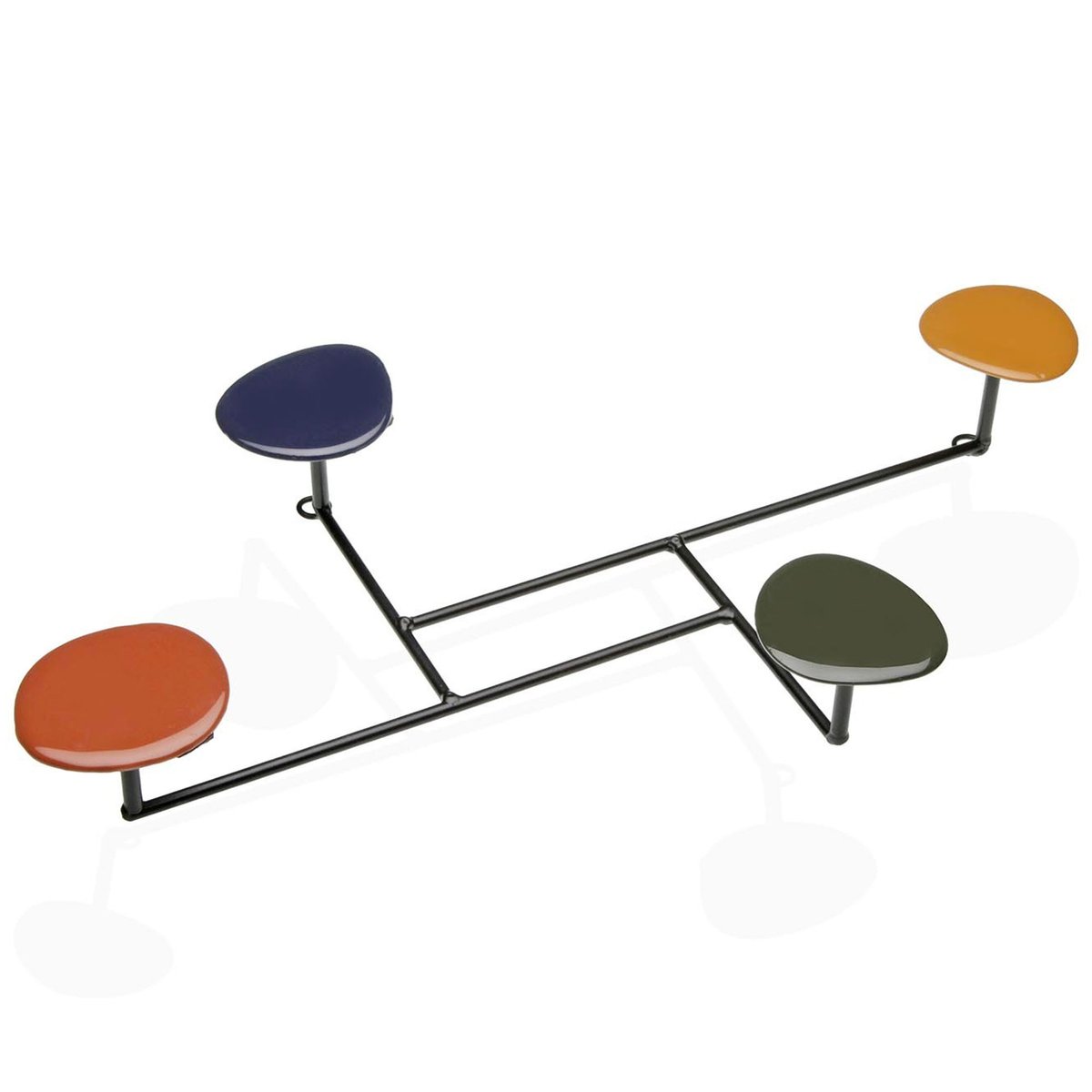 Portemanteau mural en métal noir et 4 accroches colorées 41x24.5x6cm multicolore, VERSA