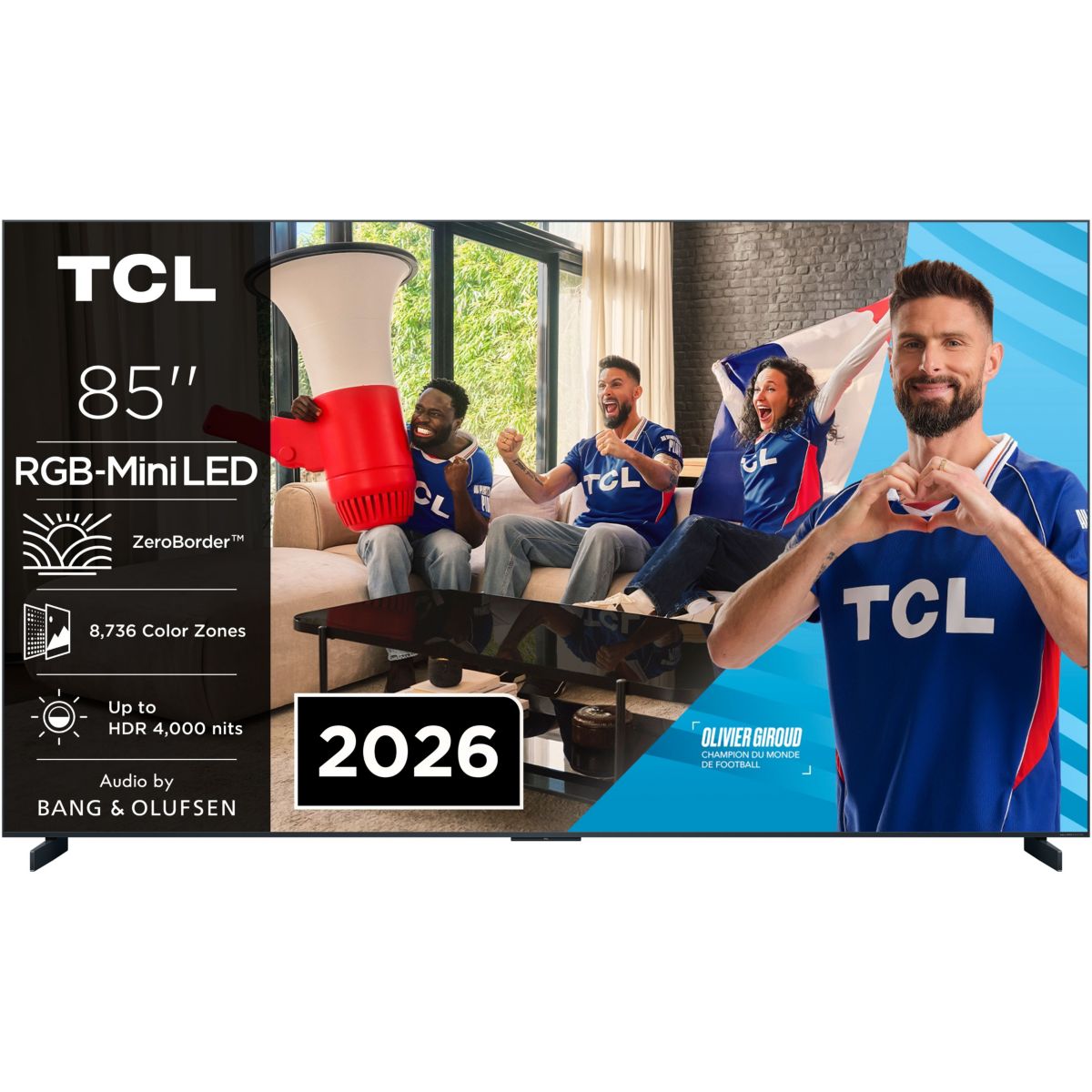 TV RGB 85RM9L (2026) 85" (216 cm) 4K - 144 Hz, Google TV, système sonore Bang & Olufsen couleur unique, TCL