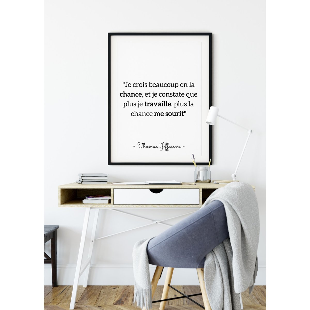 Affiche T.Jefferson 'Je crois beaucoup...' blanc, L'AFFICHERIE