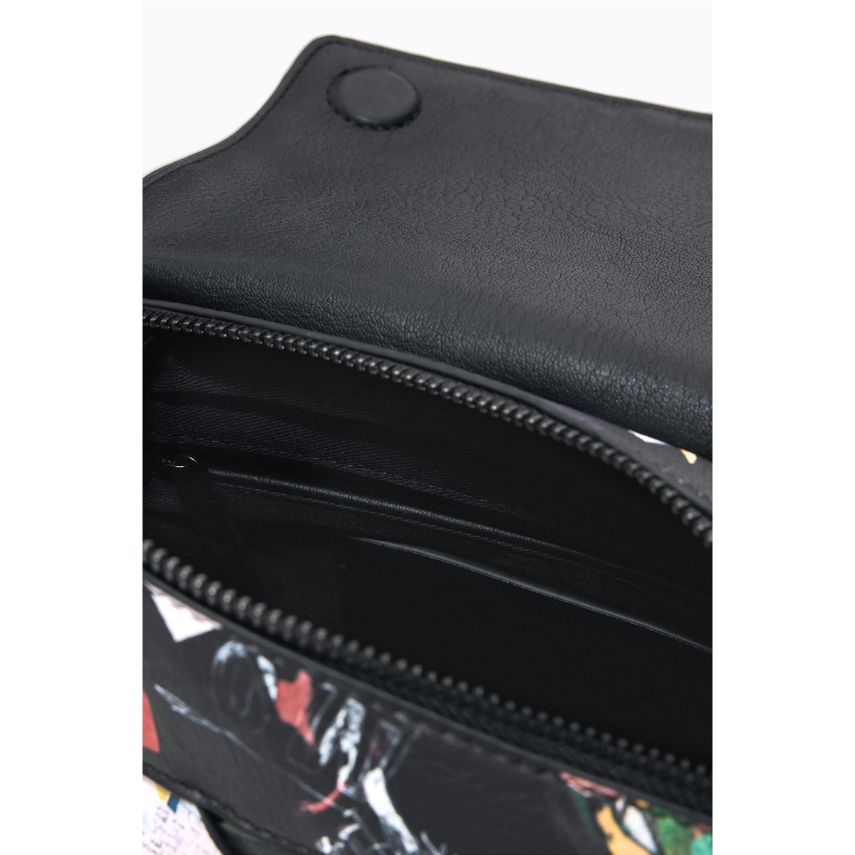 Petit sac tressé à fleurs noir, DESIGUAL