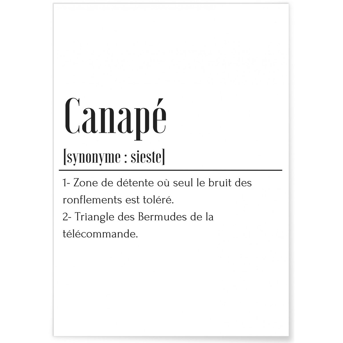 Affiche Définition Canapé blanc, L'AFFICHERIE