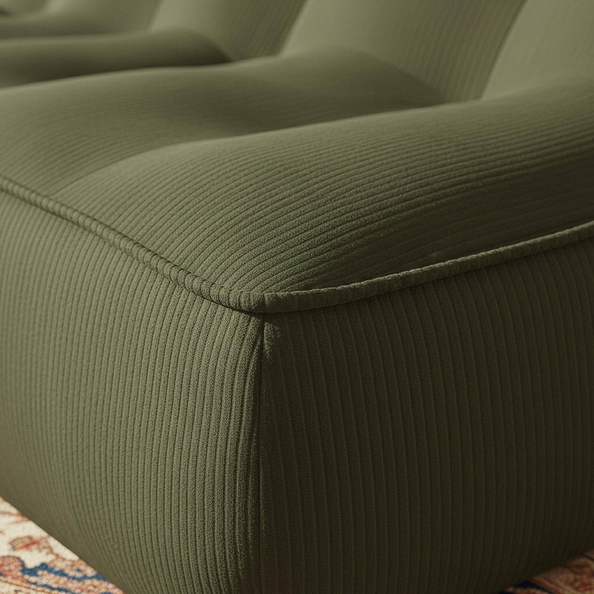 Fauteuils modulables en velours côtelé type chauffeuse - Lot de 3, LIZY vert, OVIALA