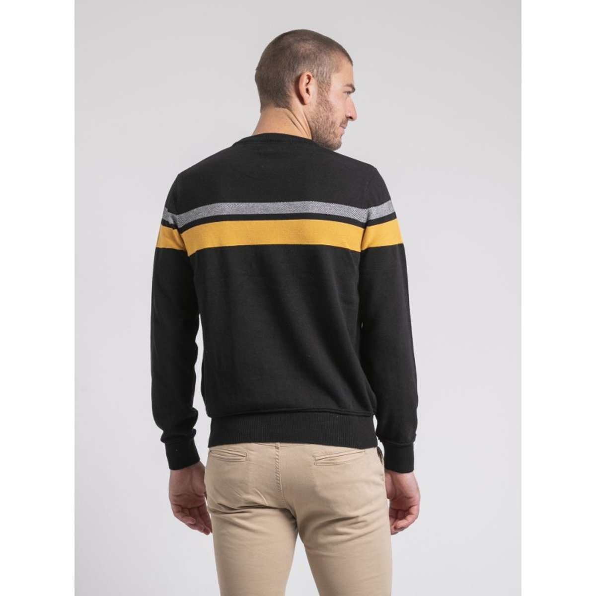 Pull Col Rond Pur Coton Lorimako noir, RITCHIE