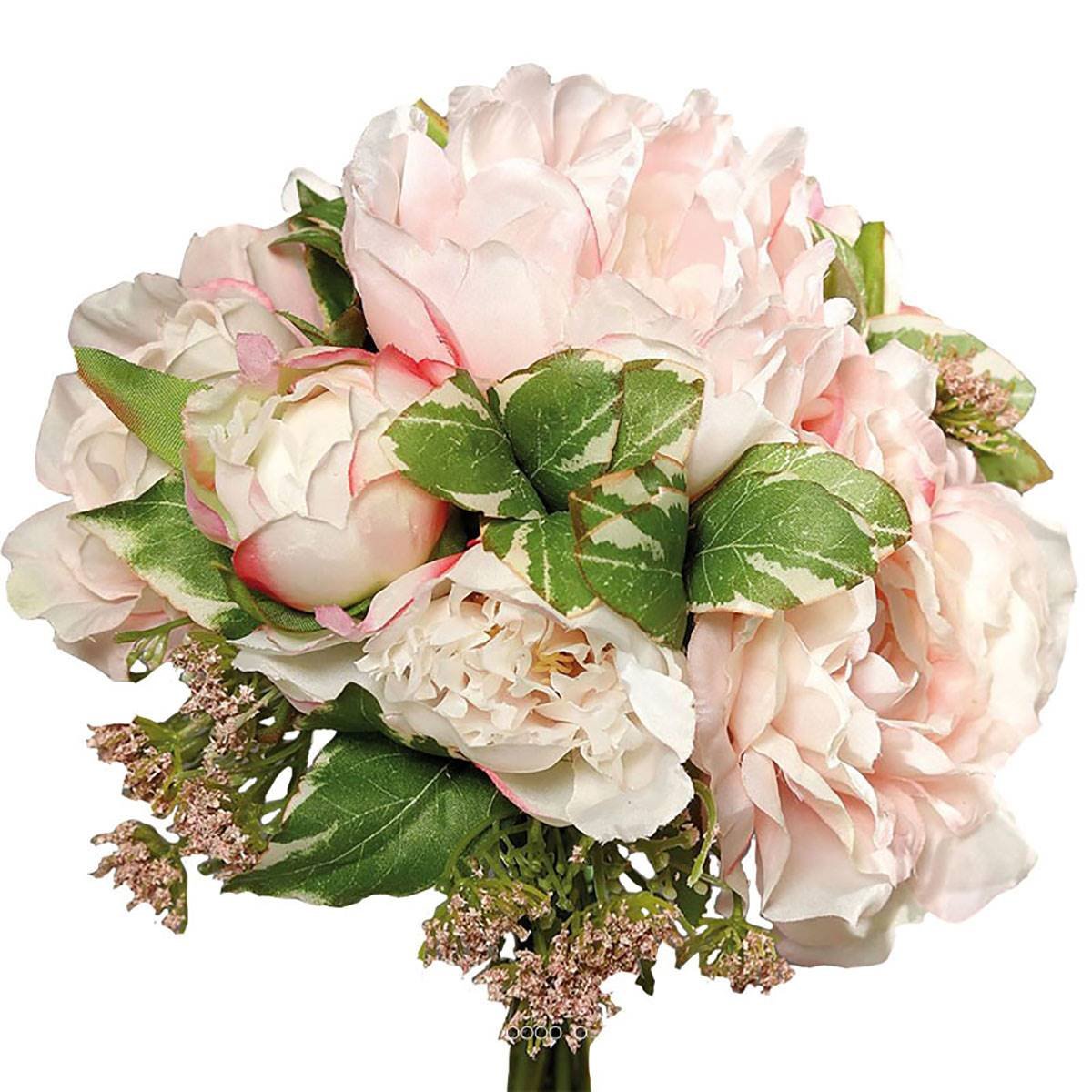 Bouquet de Pivoines & Carottes sauvages facti rose pâle, ARTIFICIELLES