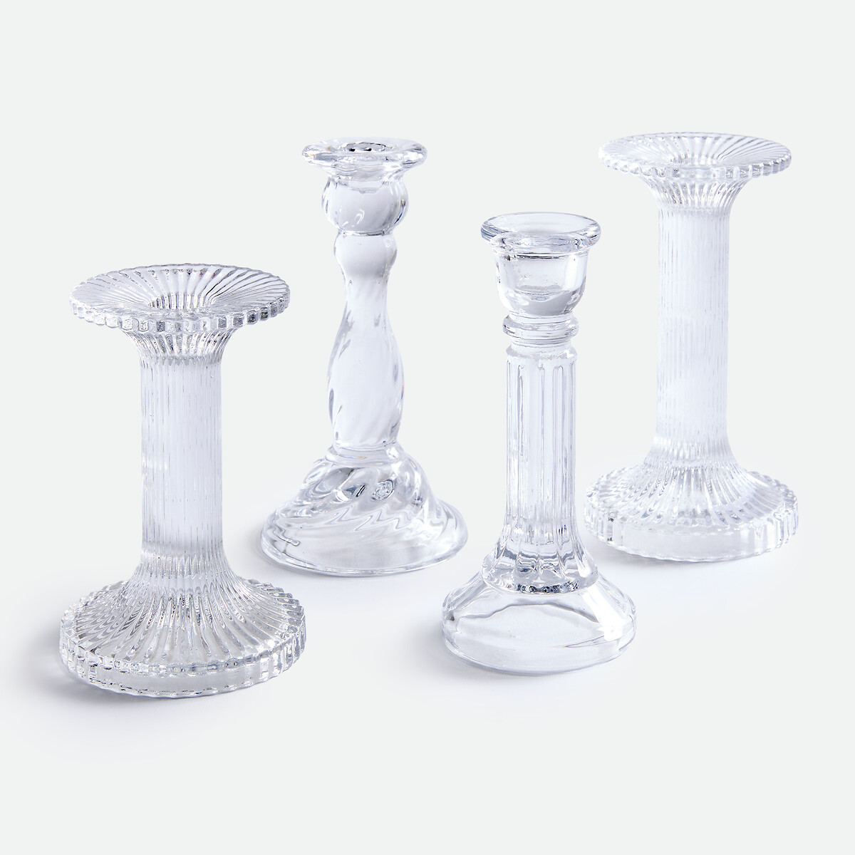 Bougeoir sur pied, verre transparent, hauteur 16 cm, STRIA transparent, LA REDOUTE INTERIEURS