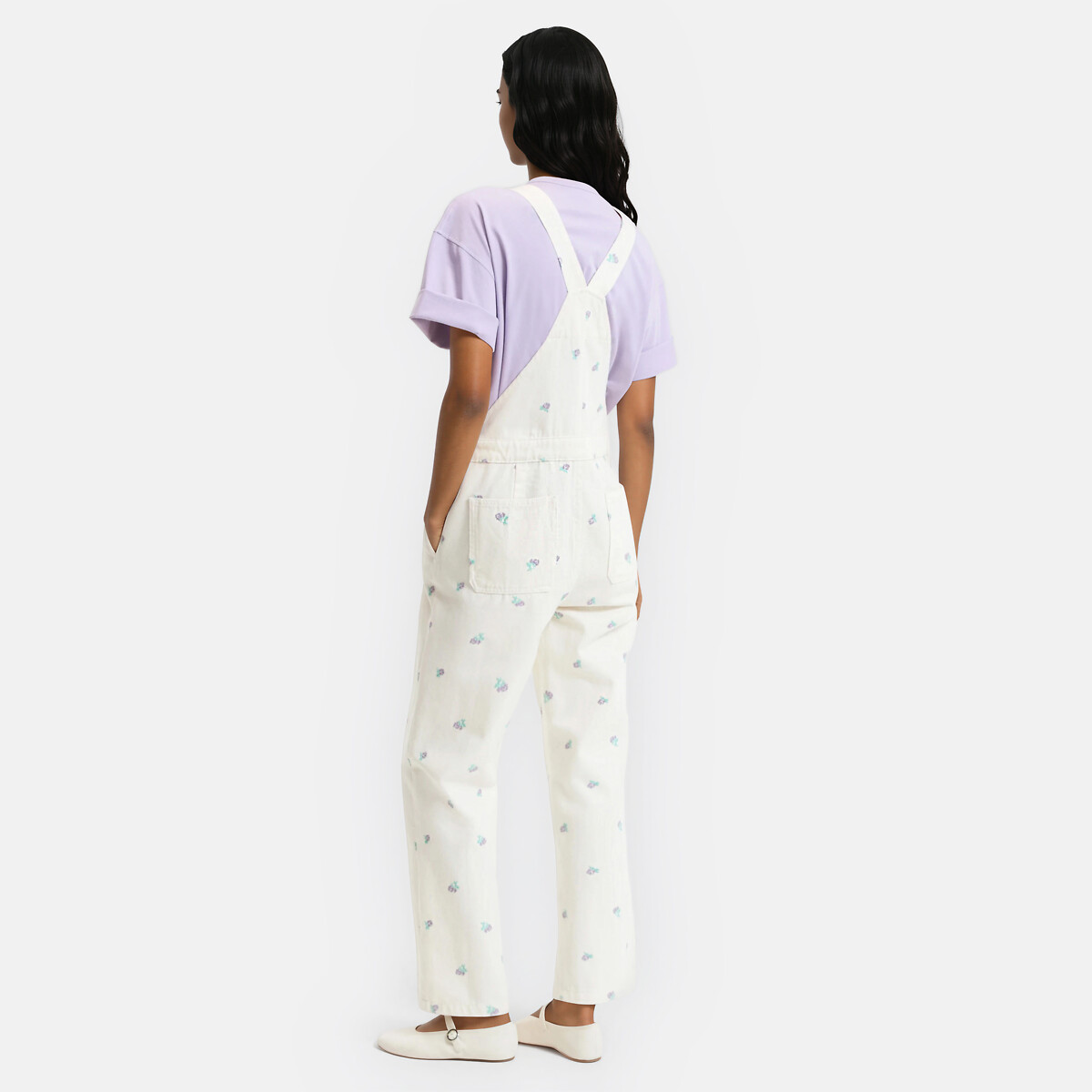 Salopette brodée fleurs, pur coton ivoire brodé, LA REDOUTE COLLECTIONS