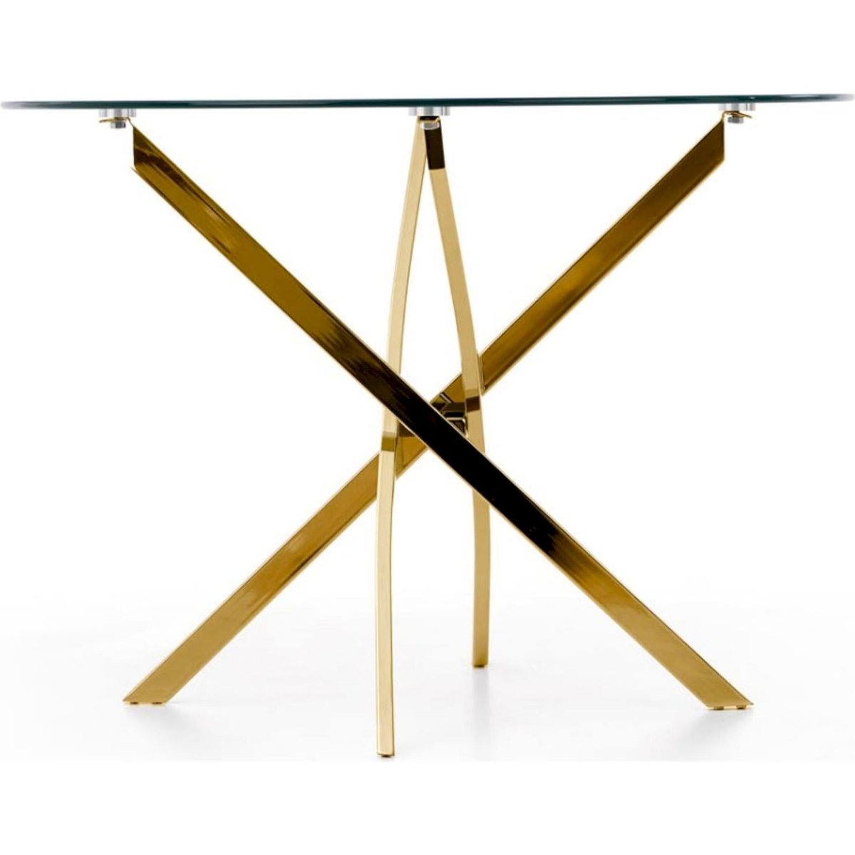 Table ronde en verre collection SAIME doré et transparent, RECOLLECTION