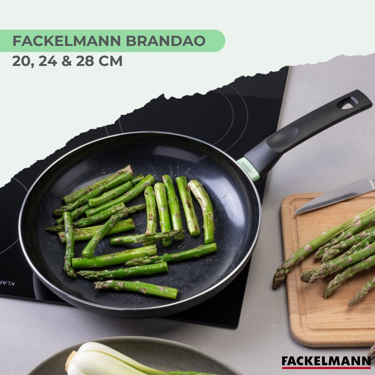 Set de 3 poêles antiadhésives céramique 20, 24 et 28 cm BRANDAO noir|vert, FACKELMANN